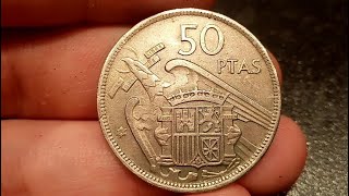 SPAIN 1960 50 Peseta Coin VALUE  Fransico Franco 1957 50 PTAS Coin [upl. by Therese]