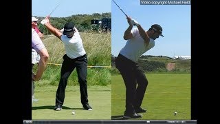 Jon Rahm golf swing  Long Iron faceon amp downtheline July 2017 [upl. by Hguh]