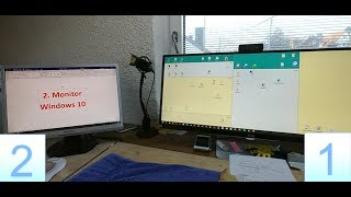 Windows 10 mit 2Monitor erweitern und einstellen HDMI DVI DisplayPort [upl. by Nnairam]