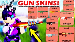 HOW TO UNLOCK ALL THE GUN SKINS IN ROBLOX JAILBREAK  GUN SKINS REVIEW SHOWCASE [upl. by Esinyt]