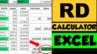 RD Calculator How to Calculate Recurring Deposits Interest using Excel Recurring Deposits [upl. by Aiva]