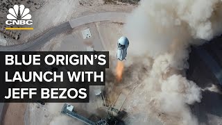 Blue Origin launches first human spaceflight with Jeff Bezos ⁠— 72021 [upl. by Aibara]