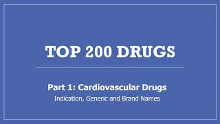 Top 200 Drugs  Part 1 Cardiovascular Drugs [upl. by Berneta]