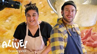 Brad Makes Focaccia Bread with Samin Nosrat  Its Alive  Bon Appétit [upl. by Aratahc]