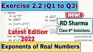 RD Sharma Class 9 Chapter 2 Exponents of Real Numbers Ex 22 Q1 to Q3 From New Edition Book 2022 [upl. by Zetrok956]