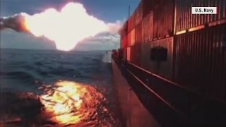 See Tomahawk missile strike a ship [upl. by Zinnes]