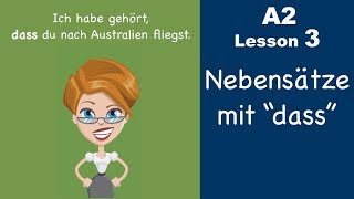 Learn German  Konjunktion quotdassquot  Nebensatz  German for beginners  A2  Lesson 3 [upl. by Marta]