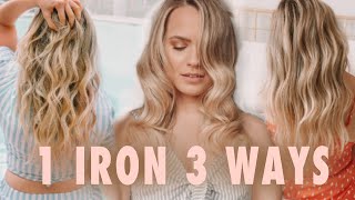 1 Curling Iron 3 Totally Different Curls amp Waves  Kayley Melissa [upl. by Carper695]