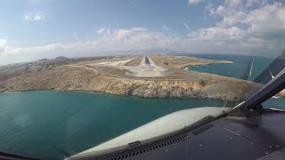 Heraklion Crete Island Approach along the beaches and landing on runway 27 HERLGIR Cockpit view [upl. by Ashatan]