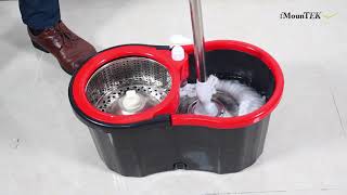 GPCT1883  360° Stainless Steel Spin Mop Wringer Bucket Set w Easy Press Handle amp 2 Mop Heads [upl. by Aurie]