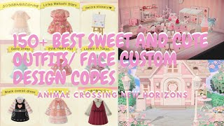 150 BEST SWEET AND CUTE OUTFITS FACE CUSTOM DESIGN CODES  Animal Crossing New Horizons [upl. by Lemmor]