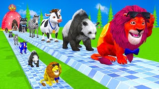 Paint Animals DuckLionBearCowZebraDogElephantDinosaur Fountain Crossing Animal Game Ne [upl. by Snowman]