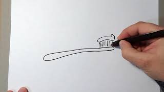 How to Draw a Toothbrush  Very Easy  For Kids [upl. by Athalee25]