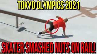 Skateboarder Angelo Caro Narvaez Smashes Nuts At Tokyo Olympics 2021 [upl. by Eirod]