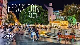 Heraklion Crete Greece 🇬🇷  Virtual Night City Tour 4K [upl. by Eussoj194]