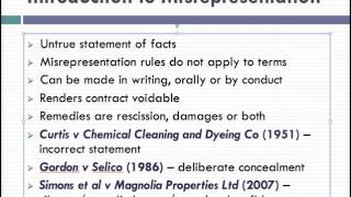 Misrepresentation Lecture 1 of 4 [upl. by Kcyred]