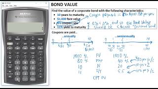 Find Bond Value  annual vs semiannual coupons [upl. by Roehm737]