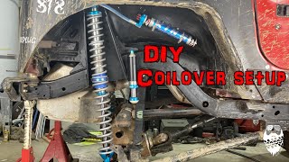 DIY Coilover setup on my Triangulated four link build Jeep Wrangler TJ [upl. by Elynad]